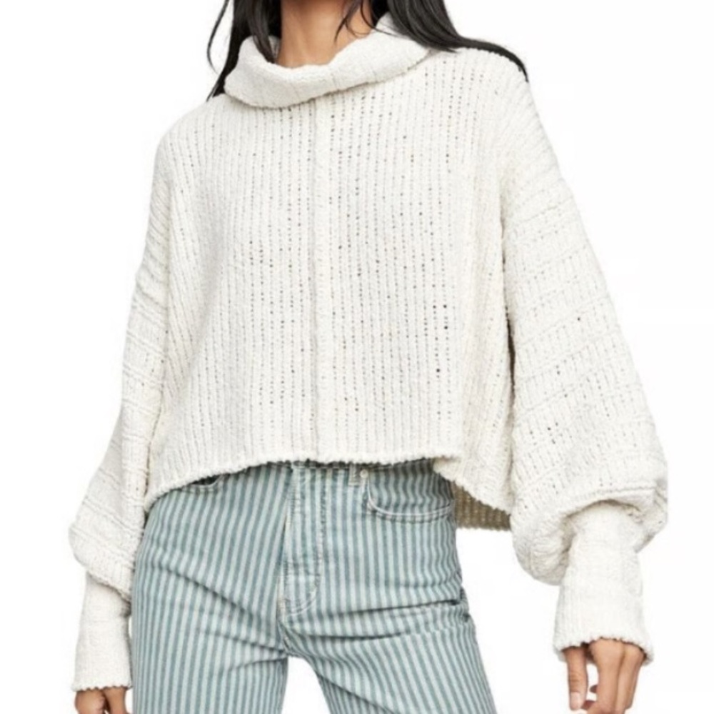 Free People Be Yours Cowl Neck Sweater in Vanilla Bean Cream